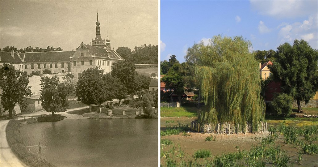 Rybník v podzám�í byl v dob� po�izování fotografie pro porovnání vypu�t�ný, na...