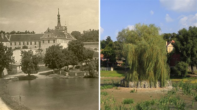 Rybník v podzámí byl v dob poizování fotografie pro porovnání vyputný, na...