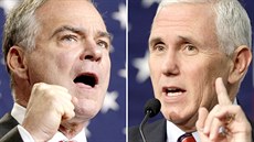 Demokratický kandidát na viceprezidenta USA Tim Kaine (vlevo) a jeho...