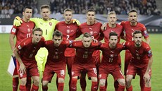 Čeští fotbalisté před zápasem proti Německu