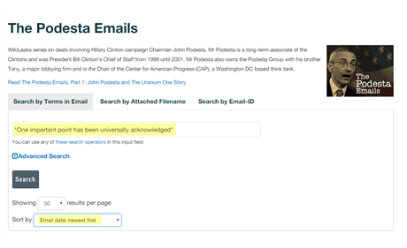 The Podesta Emails - vyhledvn