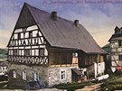 Kolorovan fotografie star jchymovsk radnice z Lindnerovy kroniky.