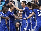 POHODLNÁ VÝHRA. Fotbalisté Chelsea se radují z gólu Victora Mosese (zcela...