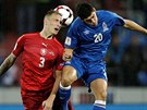 eský záloník Luká Droppa  v kvalifikaním utkání proti Ázerbájdánu v...
