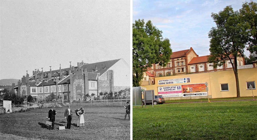 M욝anský pivovar v Písku p�ed rokem 1887 a na aktuálním snímku