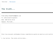 E-mail s předmětem „The truth...“ (pravda) ukazuje, že je na první pohled...