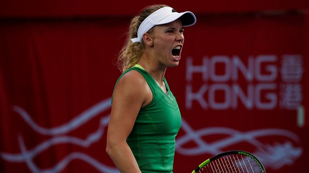 Caroline Wozniack ve finle turnaje v Hongkongu.
