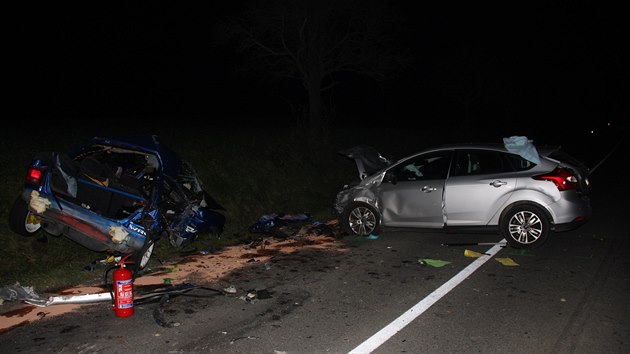 Mlad dvojice z modrho vozu Ford Escort nehodu nepeila.