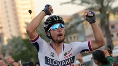 OBHÁJIL! Peter Sagan triumfáln dojídí do cíle závodu s hromadným startem na...