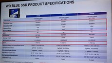 Specifikace disk WD Blue SSD (slide prezentace z tiskové konference)