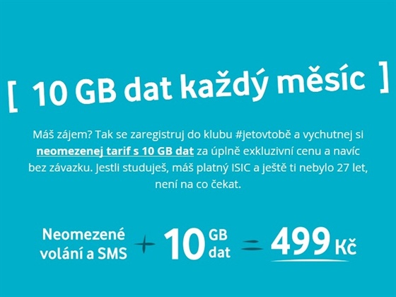 Tajný tarif Vodafonu pro studenty obsahuje 10 GB dat