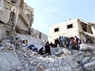 Následky bombardování v syrské provincii Idlíb (24. íjna 2016)