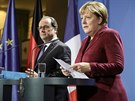Nmecká kancléka Angela Merkelová a francouzský prezident François Hollande na...