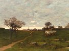 Antonín Chittussi: Podveerní krajina s cestou k vesnici (kolem r. 1880). Obraz...