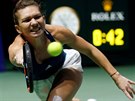 Rumunská tenistka Simona Halepová v duelu s Dominikou Cibulkovou ze Slovenska.