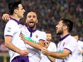 Fotbalist Fiorentiny se raduj z glu na hiti Boloni. Z penalty ho vstelil...