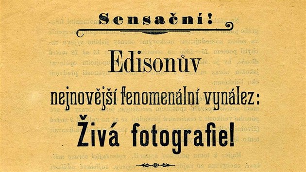 Pozvánka na první promítání filmu v Praze v říjnu 1896.