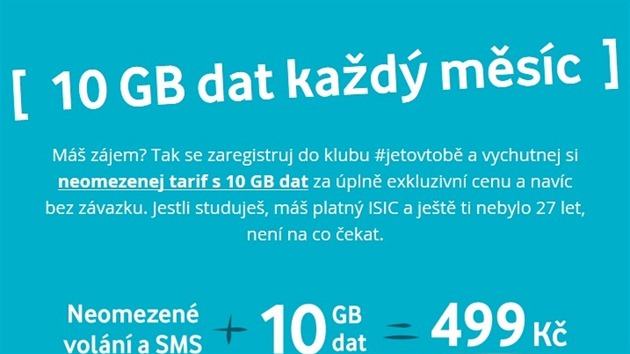 Tajn tarif Vodafonu pro studenty obsahuje 10 GB dat