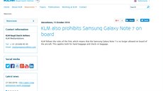 Úplný zákaz Samsungu Note 7 na palubách letadel