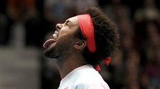 Jo Wilfried Tsonga bhem finálového zápasu Erste Bank Open.