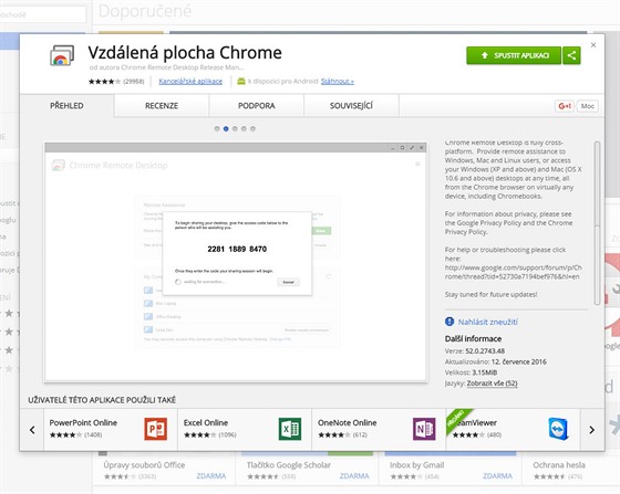 Vzdlen plocha Chrome