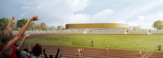 Vítězný návrh stadionu na Dukle.