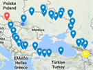 Trase �ty�m�s��n� j�zdy Tom�e Vejmoly z Hranic vedle p�es Ukrajinu, Turecko,...