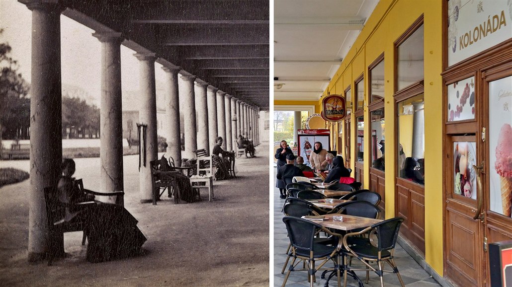 Franti�kovy Lázn� kolem roku 1870 a v sou�asnosti