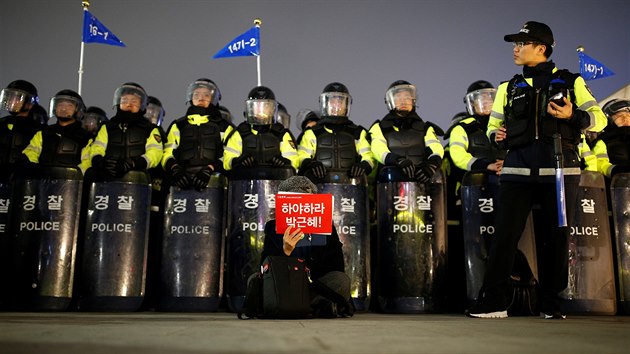 Desetitisce demonstrant v sobotu v Soulu poadovaly demisi prezidentky Pak Kun-hje (5. listopadu 2016)