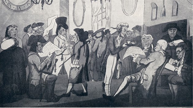 V kavrnch zurel il ivot. Takhle zachytil kresl  New Lloyd's Coffee House v roce 1769.