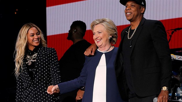 Hillary Clintonov se zpvakou Beyonc a rapperem Jayem Z v Clevelandu
