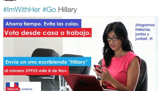 Falen reklama vyzv volie Clintonov, aby volili SMS, co ovem zkon neumouje