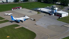 �výcarské leti�t� St. Gallen-Altenrhein na b�ehu bodamského jezera, ze kterého...