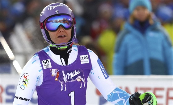 árka Strachová v cíli prvního slalomu sezony ve finském Levi.
