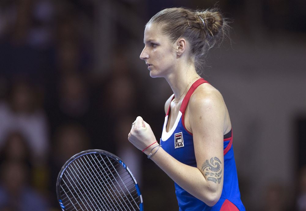 Karolína Plíková a její radost ve finále Fed Cupu