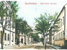 Hanychovská ulice v roce 1910, vpravo hostinec Gross Reichenberg.