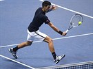 Srbský tenista Novak Djokovi v duelu s belgickým náhradníkem Davidem Goffinem.
