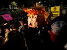 Demonstranti v Los Angeles si na protest pinesli i piatu ve tvaru Donalda...