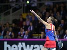 Karolína Plíková servíruje ve finále Fed Cupu