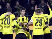 LUT RADOST. Fotbalist Borussie Dortmund oslavuj gl proti Bayernu Mnichov.