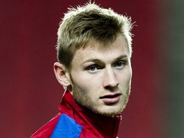 Jakub Brabec na tréninku českých fotbalistů.