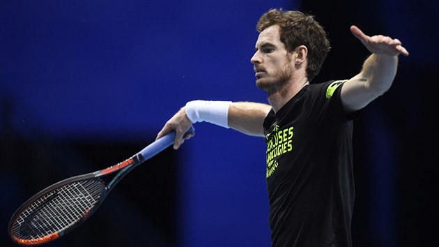 Andy Murray na trninku ped Turnajem mistr