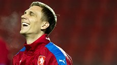 SAMÝ ÚSMĚV. Český reprezentant Bořek Dočkal na tréninku před zápasem s Norskem.