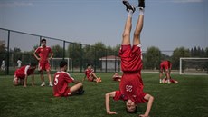 Trénink mladých fotbalist� v Pchjongjangu.