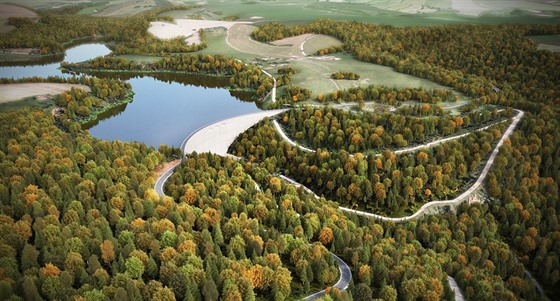 Vizualizace přehrady Pěčín. Stát zastavil přípravy před dvěma lety, přehradu však nechává v rezervě.