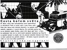 Reklama na vozy Tatra z dobového tisku odkazující na úspnou cestu kolem svta