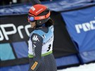 Federica Brignoneová se raduje po prvním kole obího slalomu.
