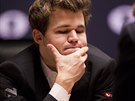 Magnus Carlsen v souboji o titul achového mistra svta.