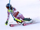 Mikaela Shiffrinová na trati slalomu v Killingtonu