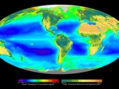 Rozložení fotosyntetizujících organismů na Zemi podle jejich množství. Údaje o...